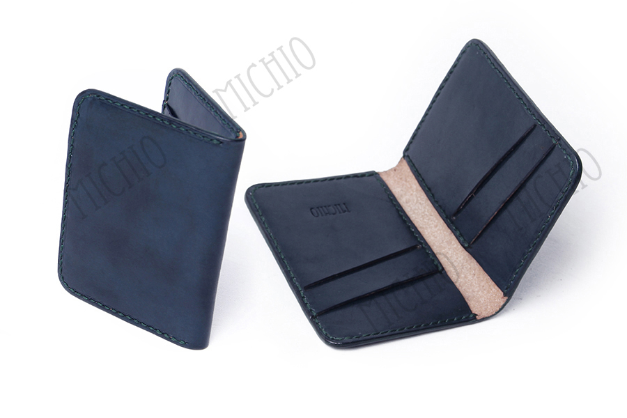 Patina personalized leather business card holder